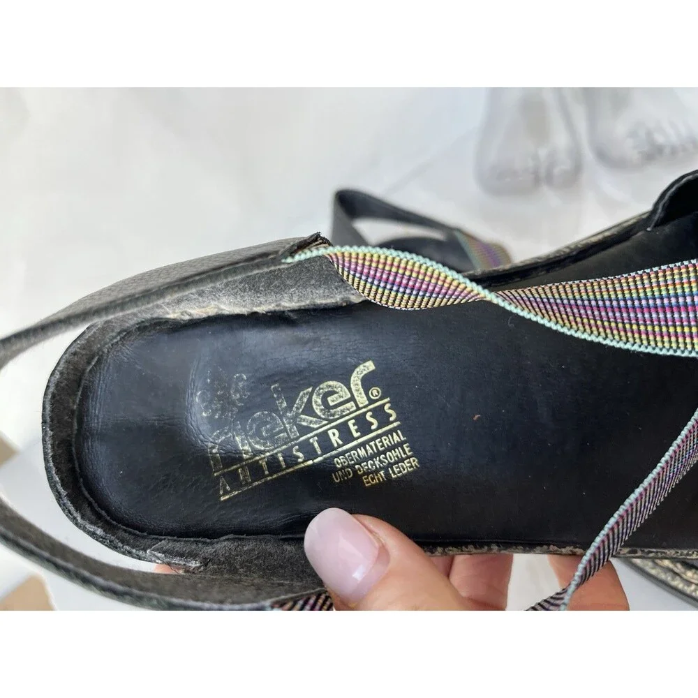 Rieker Women Daisy 62 Sz 41 Us 9.5 Black Leather Slip On Flats Shoes Loafers